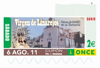 Imagen del cupón de Fin de Semana del sábado 6 de agosto, dedicado a la virgen de Linarejos, patrona de Linares, Jaén