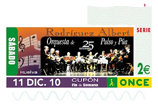 Iamagen del cupón del sábado 11 de diceimbre dedicado al 25 aniversario de la Orquesta de plectro Rodrígez ALbert