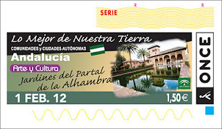 Imagen del cupón del miércoles 1 de febrero dedicado a la Alhambra de Granada bajo el lema 'Lo mejor de nuestra tierra'