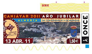 Imagen del cupón del 13 de abril dedicado al año jubilar de Canjáyar, Almería