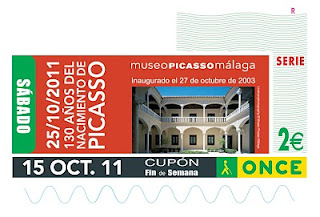 Imagen del cupón de Fin de Semana del sábado 15 de octubre, dedicado al Museo Picasso de Málaga con motivo del 130 aniversario del nacimiento de Picasso