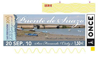 Imagen del cupón del 20 de septiembre, dedicado a la localidad de San Fernando, con motivo del Centenario de las Cortes de Cádiz