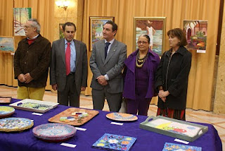 Ventura Pazos, subdelegado territorial de la ONCE, junto a Salvador Casado, presidente del Círculo Mercantil en la inauguración de la muestra
