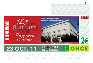 Imagen del cupón de Fin de Semana del domingo 23 de octubre, dedicado al 125 aniversario de la Cámara de Comercio de Sevilla