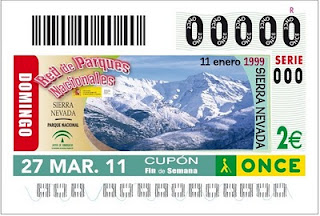 Imagen del cupón de Fin de Semana del 27 de marzo dedicado al Parque Nacional de Sierra Nevada dentro de la serie dedicada a Parques Naturales españoles