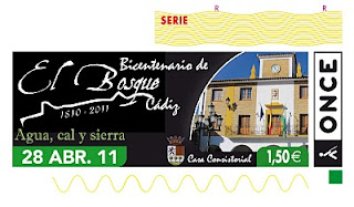 Imagen del cupón del 28 de abril dedicado al bicentenario de El Bosque, Cádiz