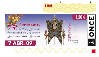 Cupón del martes santo, 7 de abril, dedicado al 75 aniversario de la Hermandad del Rocío de Dos Hermanas, Sevilla