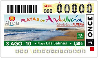 Cupón del 3 de agosto dedicado a la playa de las Salinas en Almería
