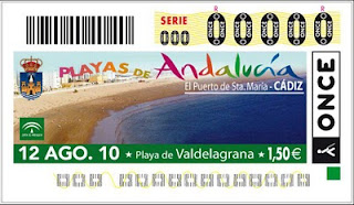 Cupón del 12 de agosto dedicado a la playa de Valdelagrana en Cádiz
