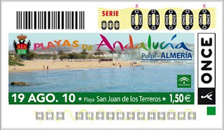 Cupón del 19 de agosto dedicado a la playa de San Juan de los Terreros en Almería