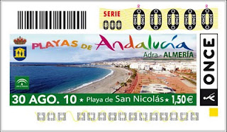 Cupón del 30 de agosto dedicado a la playa de San Nicolás en Almería
