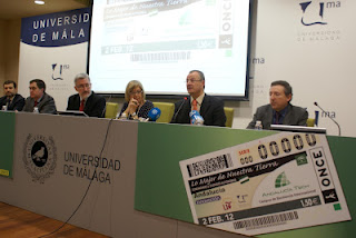 El delegado territorial de la ONCE en Andalucía, Ceuta y Melilla, Patricio Cárceles, durante su intervención en la presentación del cupón de Andalucía TECH