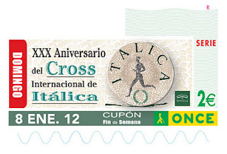 Imagen del cupón de Fin de Semana del 8 de enero dedicado al 30 aniversario del CROSS Internacional de Itálica