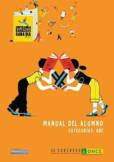 Variación del cartel del Concurso Escolar con fondo naranja