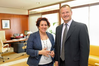 Teresa Jiménez y Patricio Cárceles tras finalizar la reunión