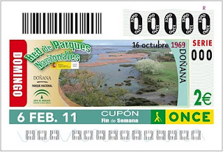 Iamgen del cupón de Fin de Semana del 6 de febrero de 2011 dedicado al Parque Nacional de Doñana dentro de la serie dedicada a Parques Naturales españoles