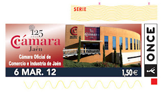 Imagen del cupón del 6 de marzo dedicado al 125 aniversario de la Cámara Oficial de Comercio e Industria de Jaén