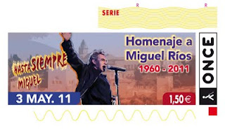 Imagen del cupón del martes 3 de mayo, dedicado a Miguel Ríos, como homenaje, por llevar más de 50 años en los escenarios