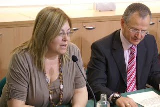 La nueva directora de la ONCE en Almería, Rosario Sedano, durante su intervención en el acto de toma de posesión