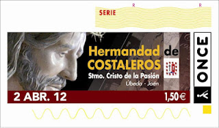 Imagen del cupón del 2 de abril dedicado a la Hermandad de Costaleros del Santísimo Cristo de la Pasión de Úbeda (Jaén)