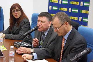 Intervención del presidente de la EBU junto al delegado territorial y la presidenta del Consejo Territorial