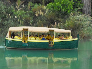 Afiliados, trabajadores, pensionistas y amigos de la ONCE en uno de los paseos del barco que recorrió el lago