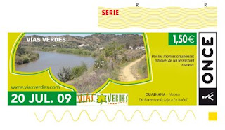 Cupón del lunes 20 de julio, dedicado a las Vías Verdes del Guadiana, en Huelva
