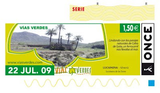 22 de julio, cupón dedicado a las Vías Verdes de Lucainena, en Almería