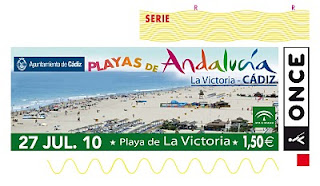 Cupón del 27 de julio dedicado a la playa de la Victoría en Cádiz