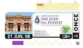 Cupón del 21 de junio dedicado a San Juan del Puerto (Huelva)