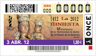 Imagen del cupón del 3 de abril dedicado al 600 aniversario fundacional de la Hermandad de La Hiniesta