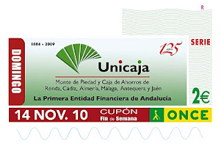 Cupón del domingo 14 de noviembre de 2010 dedicado al centenario de Unicaja