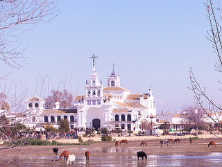 bella estampa panorámica de la ermita del Rocío