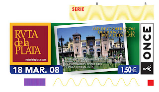 En la imagen del sorteo del 18 de febrero aparece el pabellón mudéjar de la Exposición del 29 en Sevilla, dentro de la serie de la Ruta de la Plata