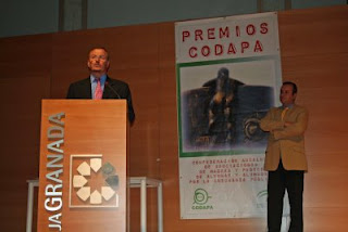 Patricio Cárceles en un momento de su intervención tras recoger el premio