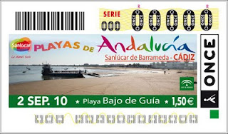 Cupón del 2 de septiembre dedicado a la playa Bajo de Guía en Sanlucar de Barrameda, Cádiz
