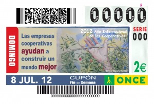 Imagen del cupón del sorteo del 8 de julio dedicado al Año Internacional de la Cooperativas
