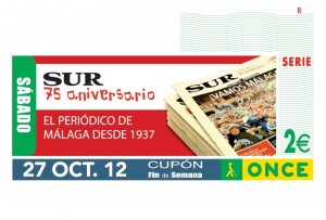Cupón dedicado al diario Sur de Málaga por su 75 aniversario