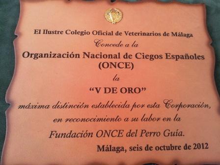 Imagen del galardón otorgado a la ONCE