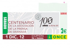 Cupón dedicado al 100 Aniversario de la Asociación de la Prensa de Granada