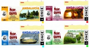 Imágenes de los cuatro cupones dedicados a Andalucía e incluidos en la serie monográfica 'Lo mejor de nuestra tierra' 