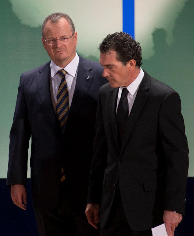 Patricio Cárceles junto a Antonio Banderas