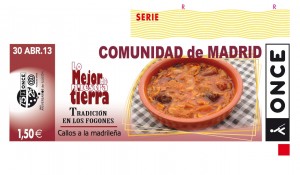 En la imagen, uno de los cupones premiados del mes de abril, el del día 30 cuyo motivo principal eran los callos madrileños