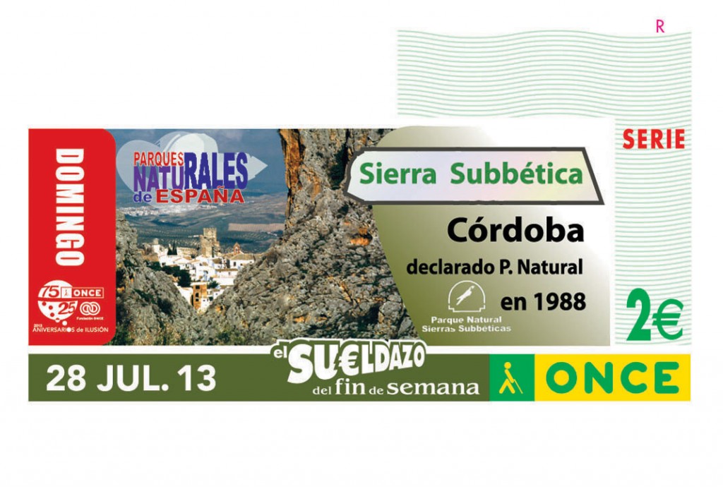 Imagen del cupón en la que aparece la Sierra Subbética de Córdoba