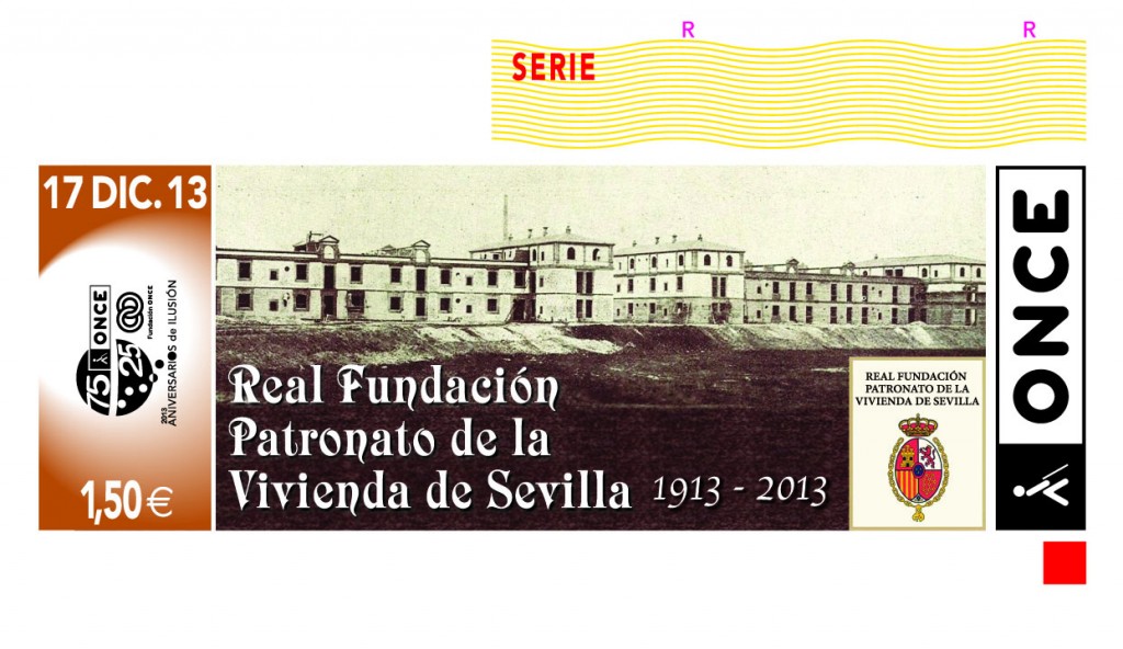 Imagen del cupón del 17 de diciembre dedicado al centenario de la Real Fundación Patronato de la Vivienda de Sevilla