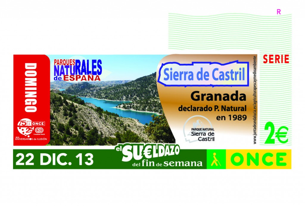 Imagen del cupón del 22 de diciembre dedicado al parque natural de Sierra de Castril (Granada)