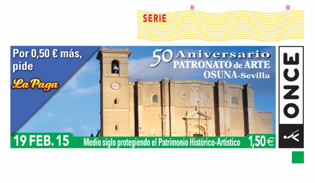 Cupón dedicado al medio siglo del Patrimonio Histórico-Artístico de Osuna, Sevilla FEB19. Patronato de Arte de Osuna