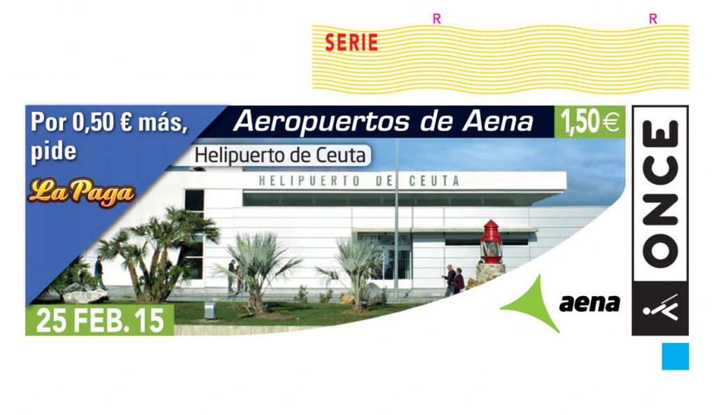 Cupón dedicado al Helipuerto de Ceuta, dentro de la serie de cupones sobre instalaciones de AENA FEB25 Aeropuerto de Ceuta