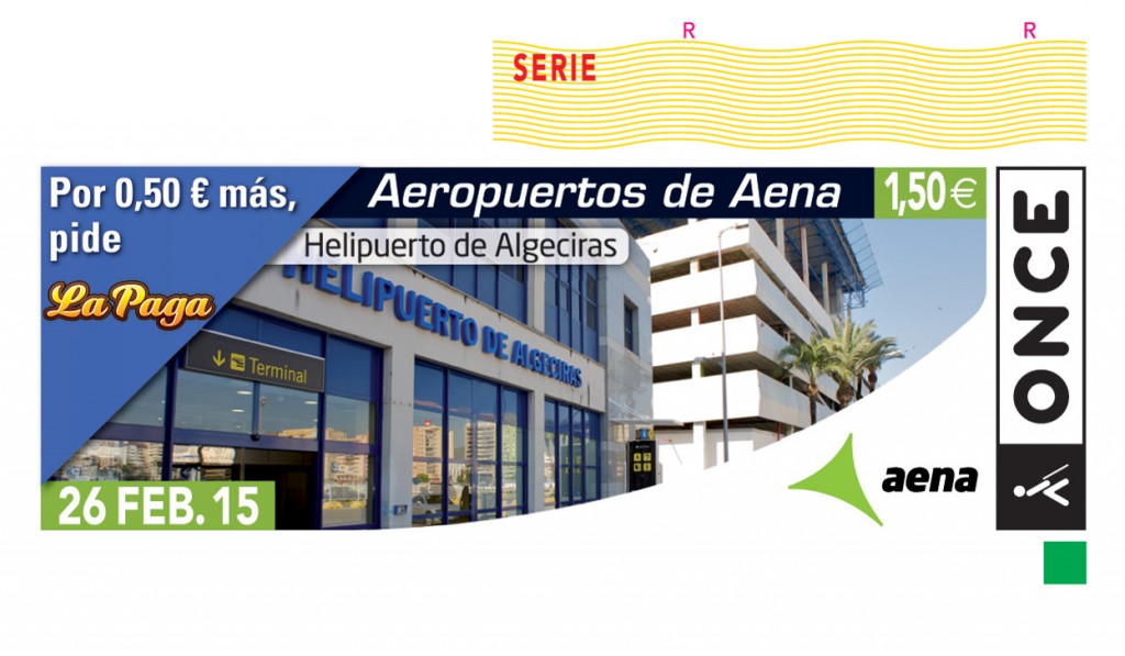Cupón dedicado al Helipuerto de Algeciras, dentro de la serie sobre instalaciones de AENA FEB26 Aeropuerto Algeciras