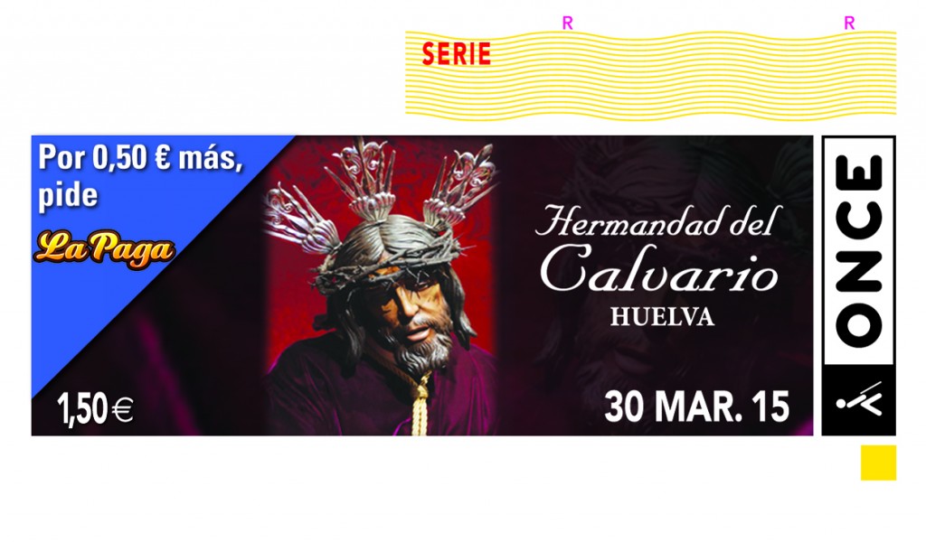 Cupón dedicado a la imagen del Cristo del Calvario de Huelva y a la hermandad homónima